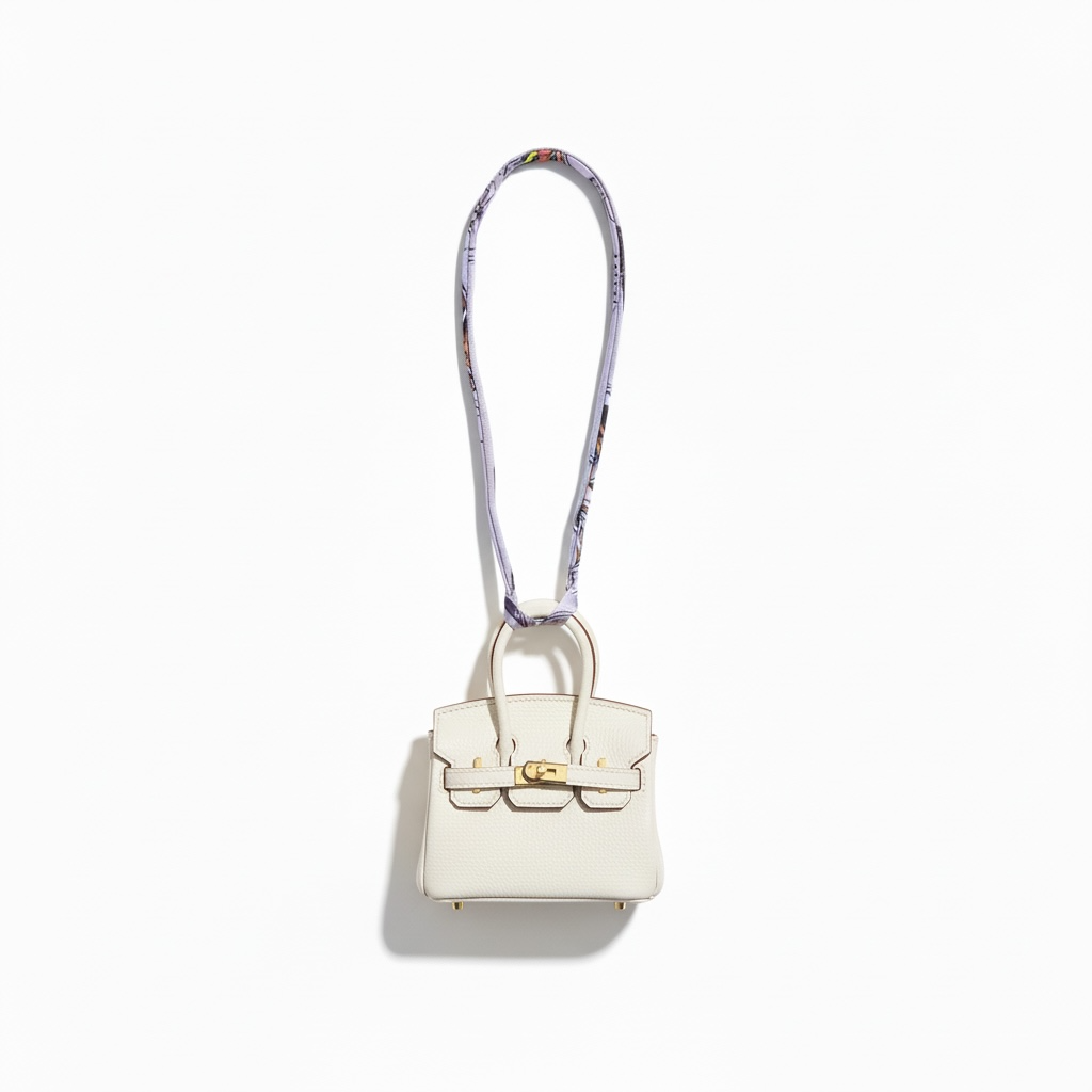 Hermès Mini Birkin BagCharm – White 🤍✨ | Luxury Key Holder