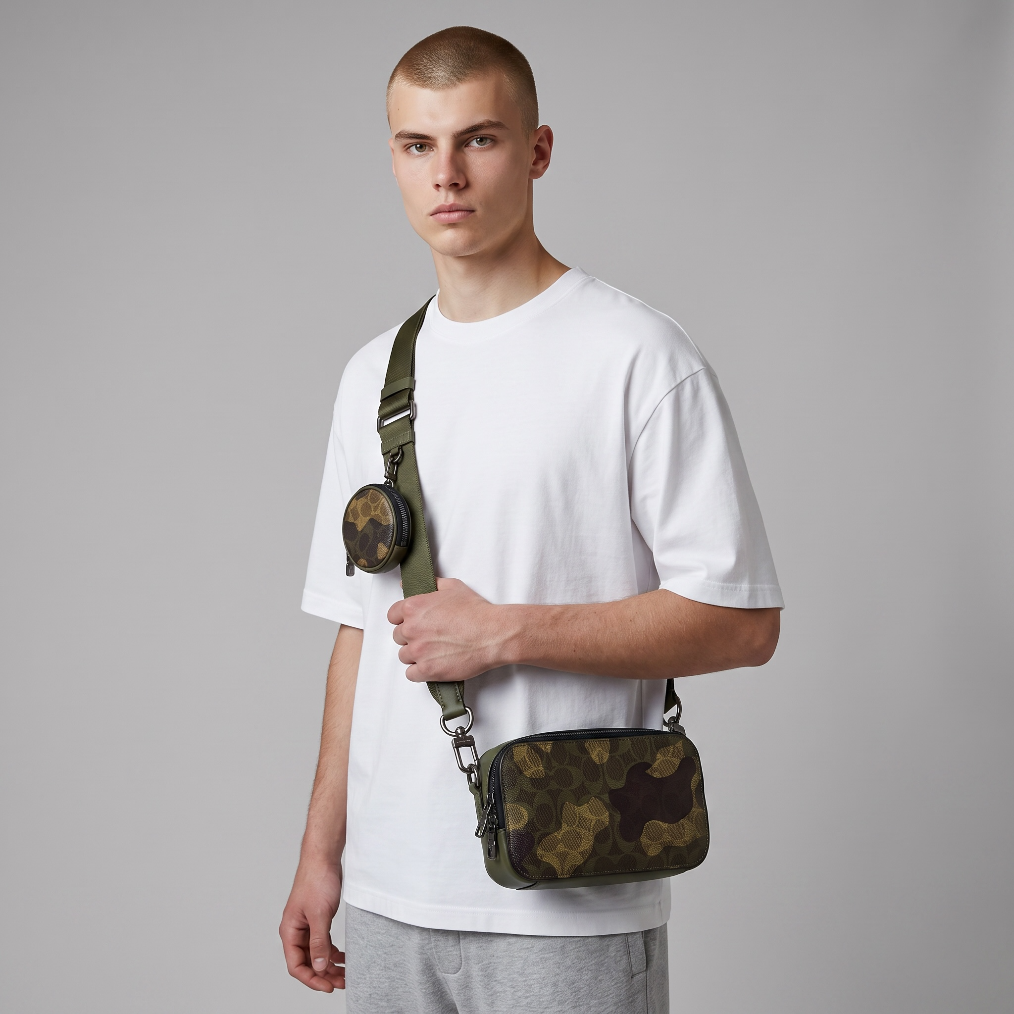 🪖 Coach Charter Crossbody Bag – Camo Signature Canvas