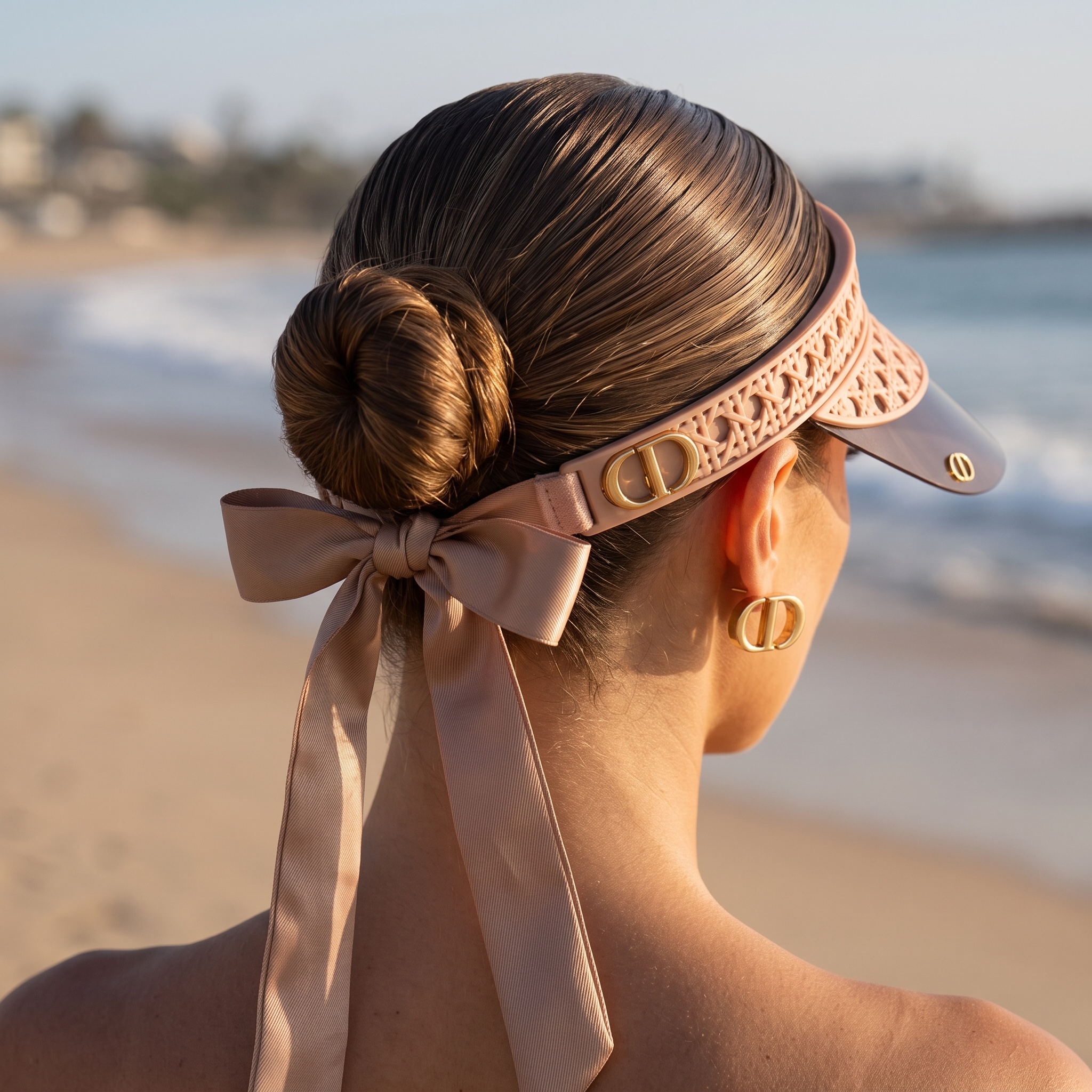 Dior Cannage Bow Visor – Nude Beige 🤎✨