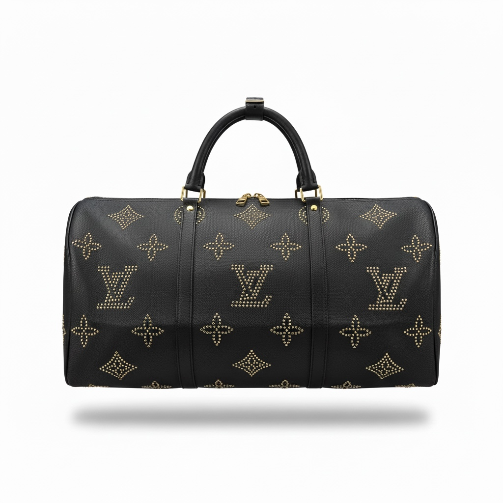 Louis Vuitton Studded Monogram Duffle – Black Gold Travel Bag ✨🖤
