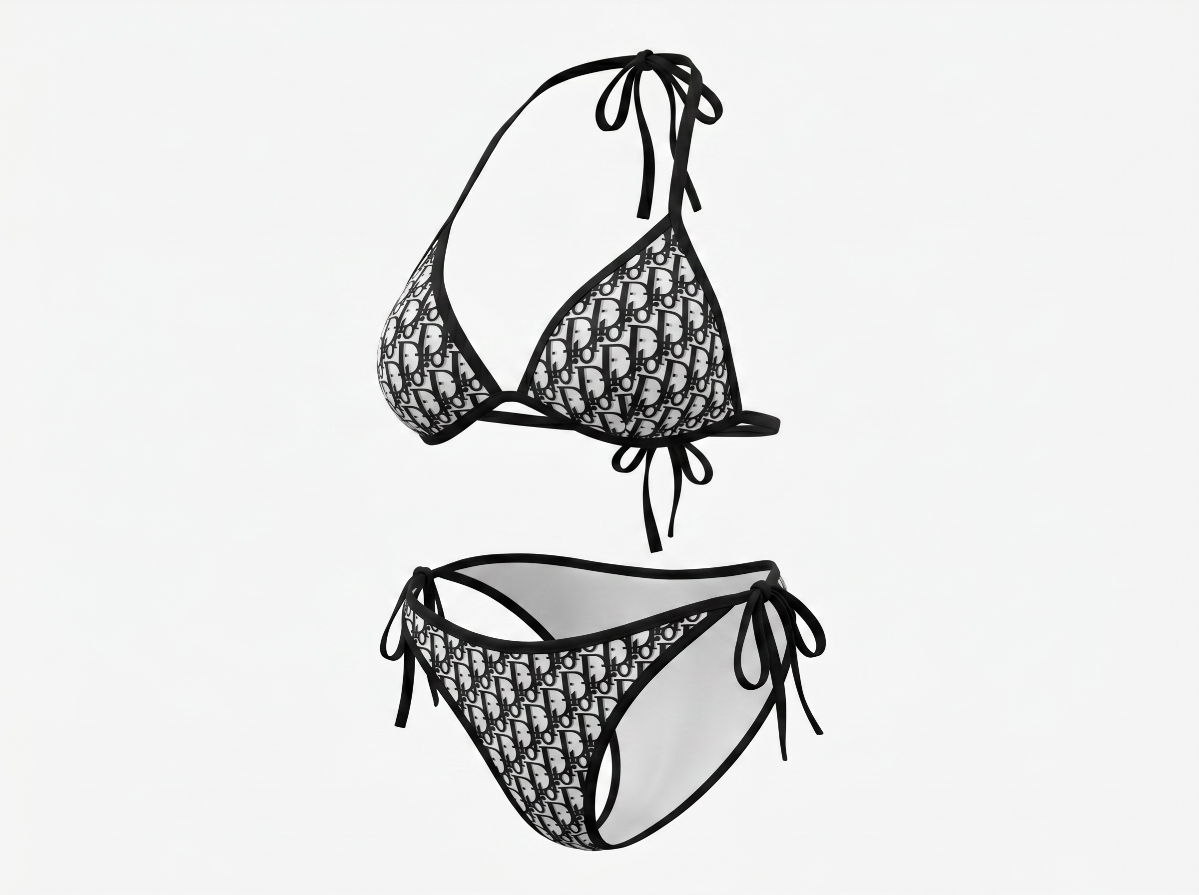 Christian Dior Oblique Triangle Bikini Set 🖤🤍🏖️