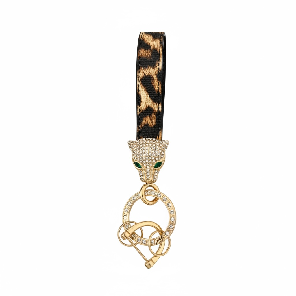 Gucci Leopard Panther Crystal Keychain 🔑🐆✨