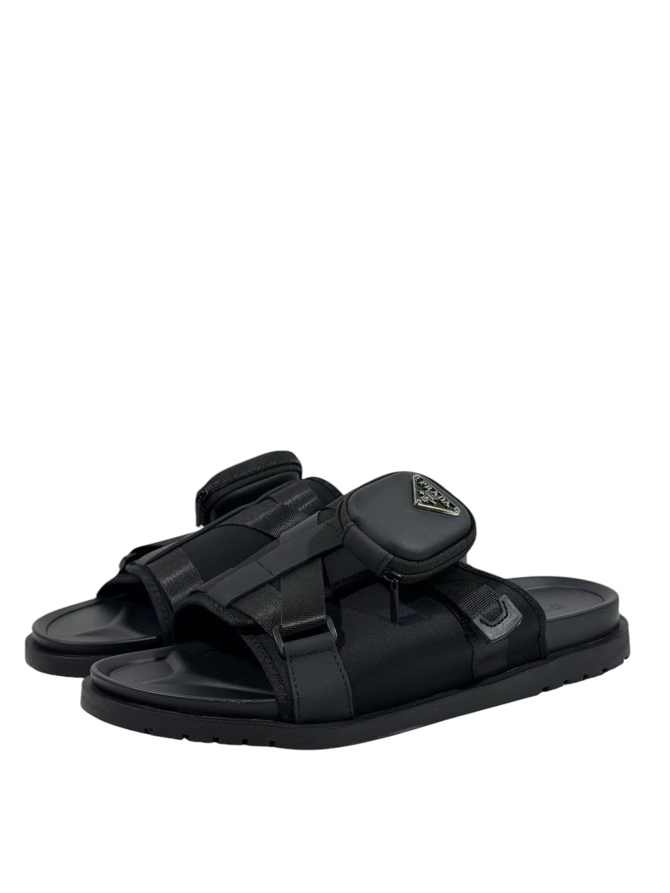 Prada Tactical Pocket Slides – Black Utility Luxury 🖤⚡