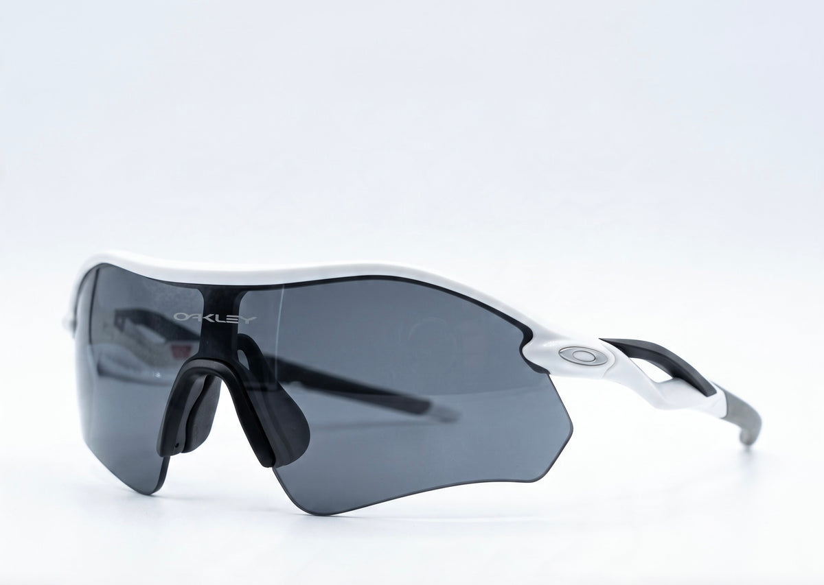 Oakley white sport shield sunglasses with dark lens