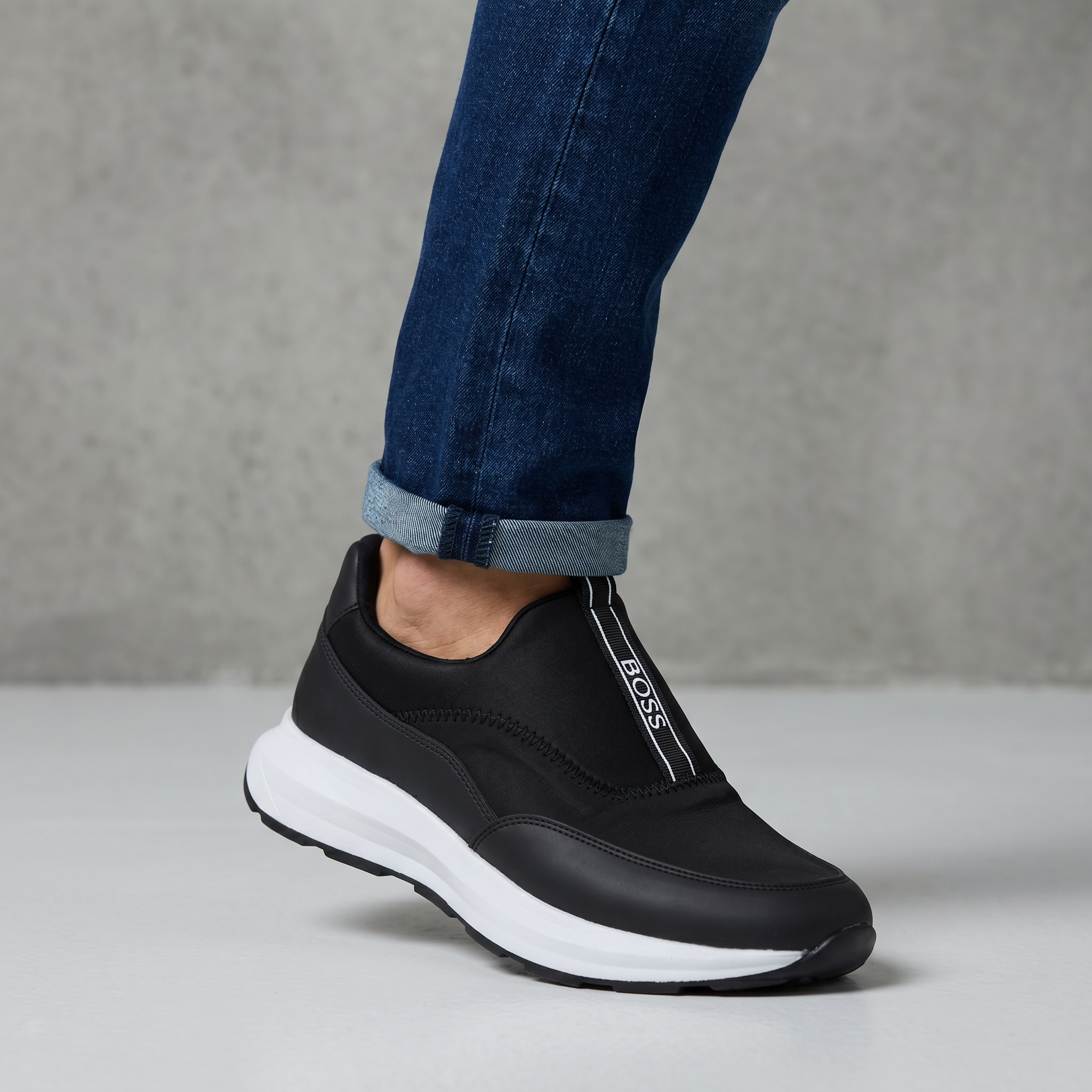 BOSS Minimalist Slip-On Sneakers ⚫⚪