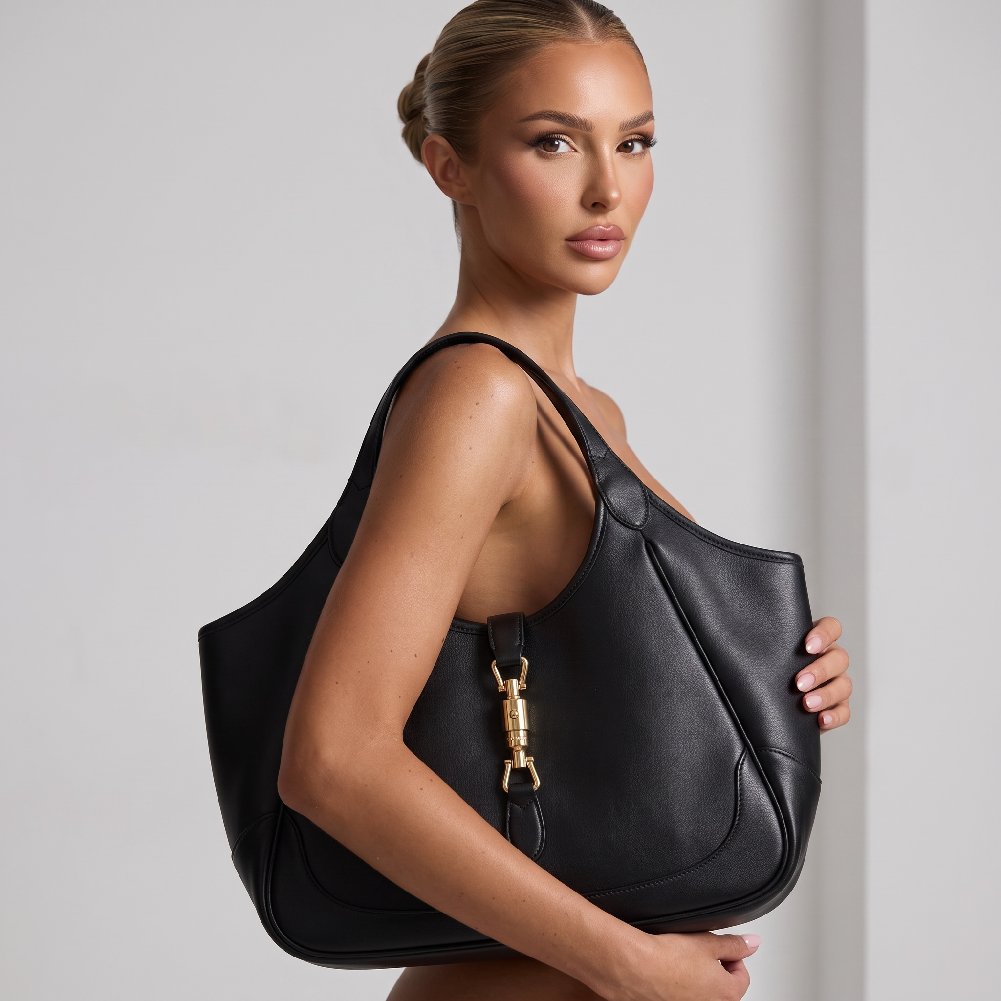 Gucci Jackie Soft Leather Shoulder Tote Bag – Black