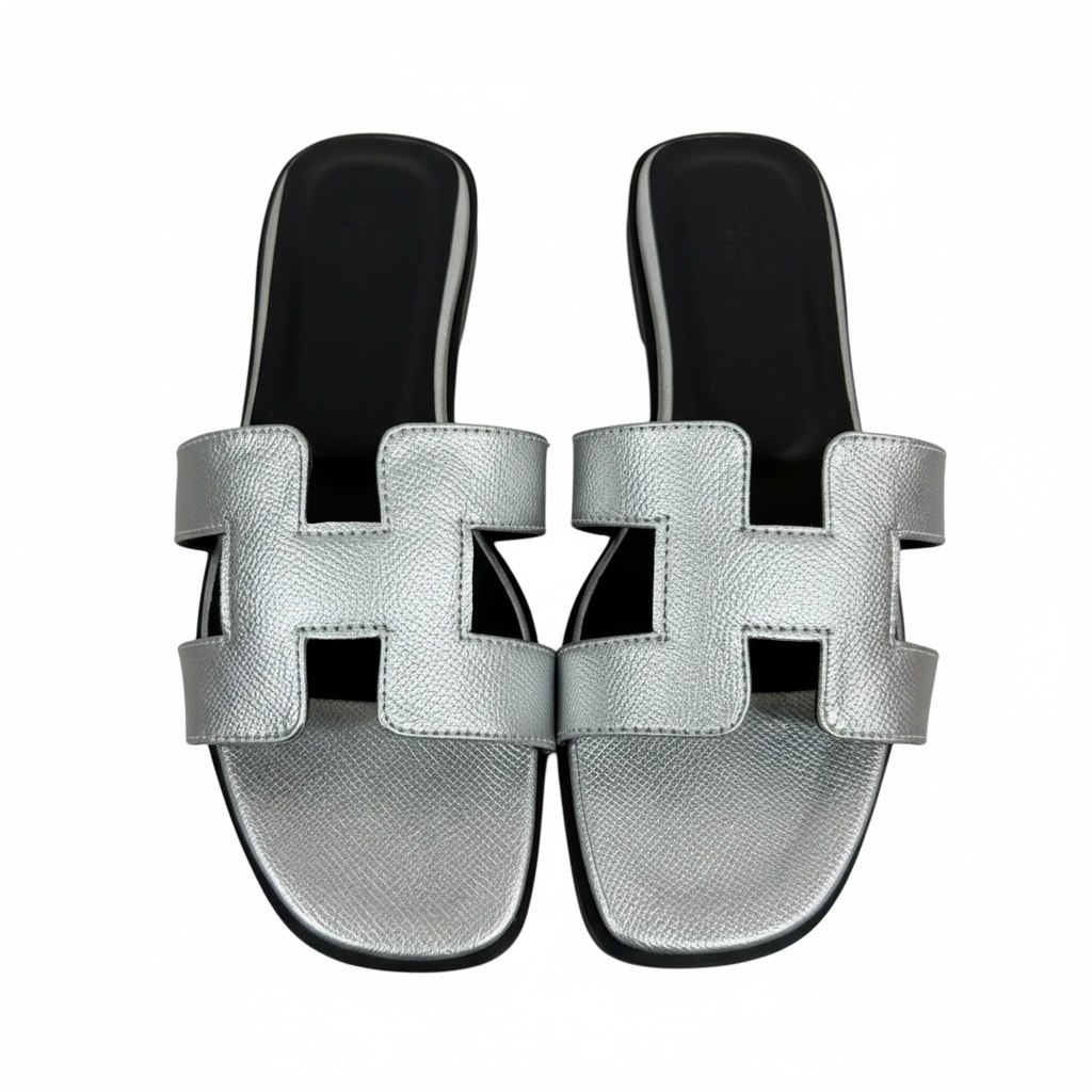 HERMÈS Inspired Metallic H Sandals ✨🤍 | Silver Chic Edition