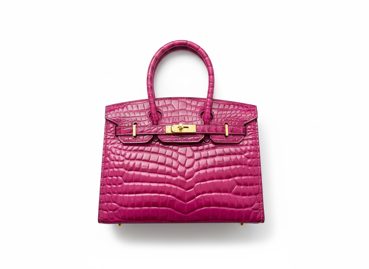Hermès Birkin-Style Croc-Embossed Fuchsia Handbag 💖✨