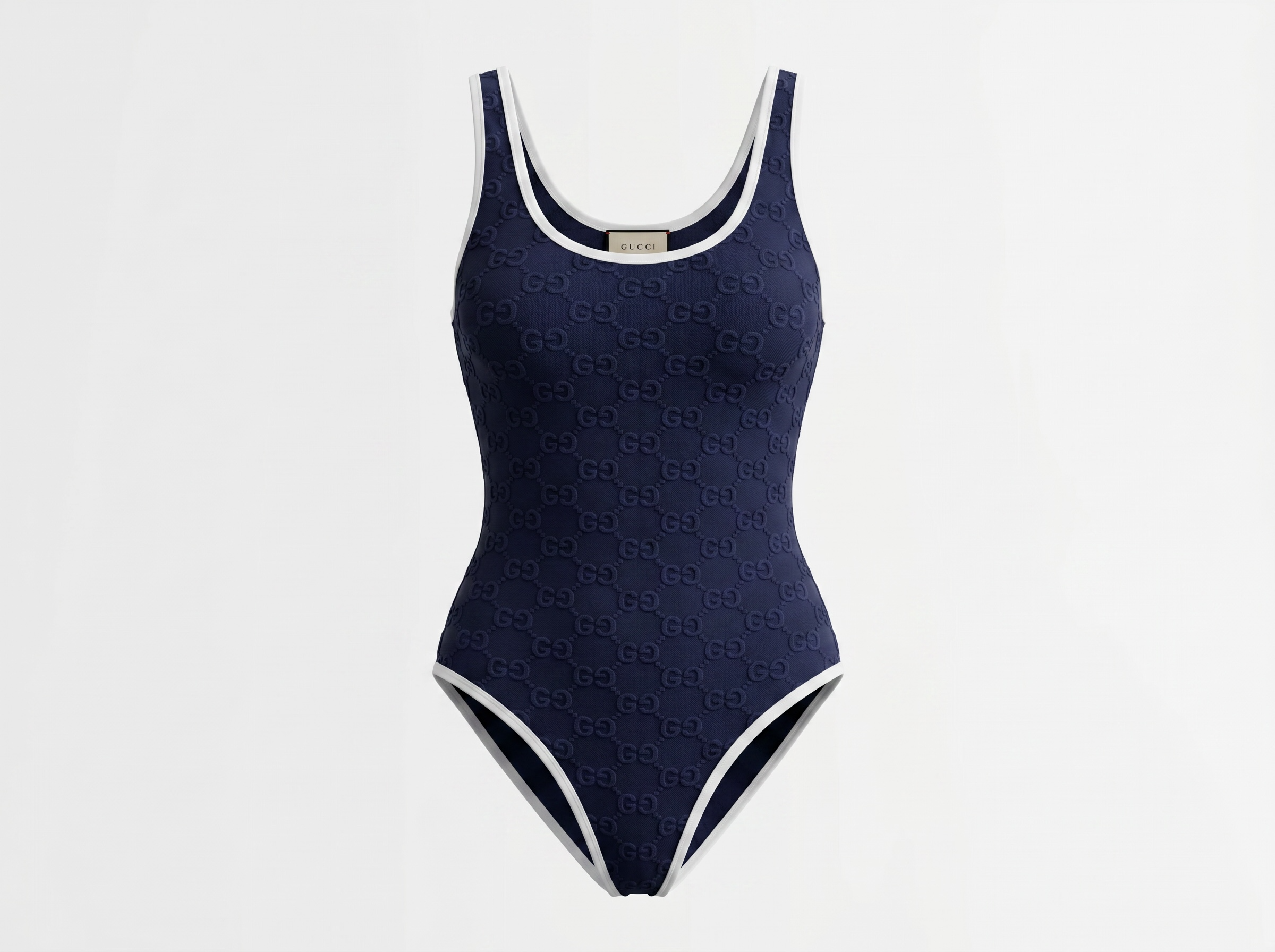Gucci GG Embossed One-Piece Swimsuit – Navy Blue & White 💙🤍🌊