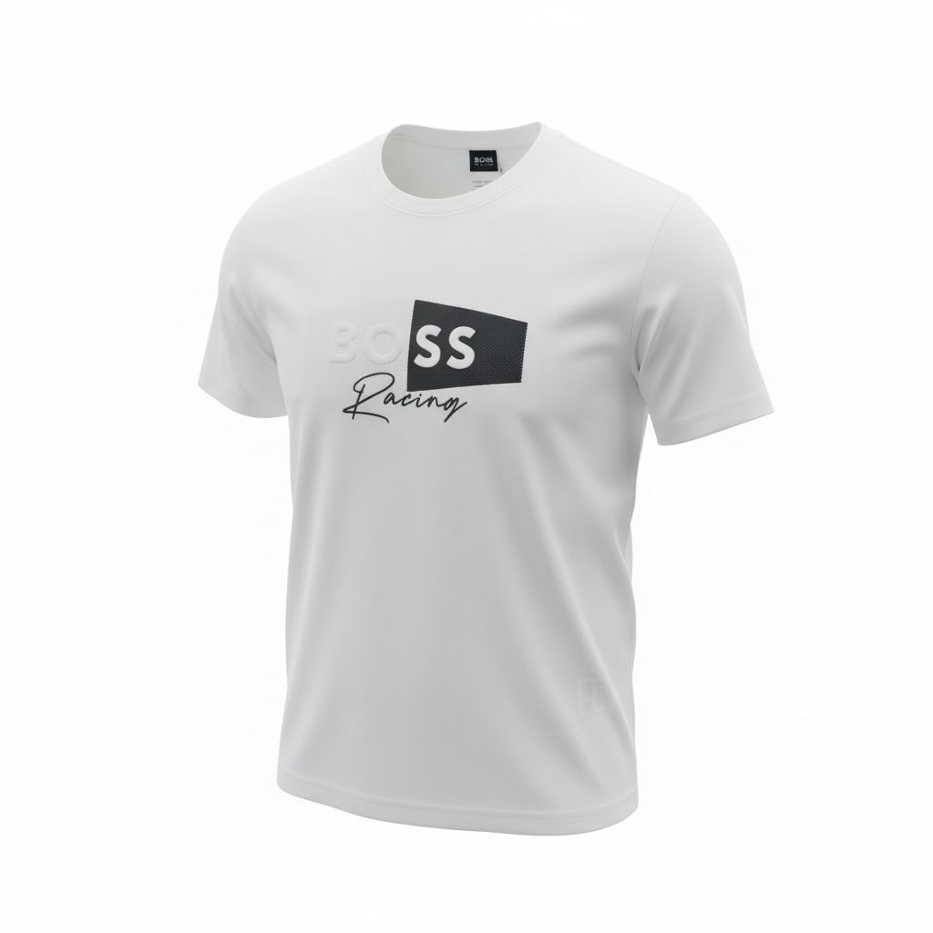 BOSS Racing White Logo T-Shirt 🤍🏁 Modern Sport Luxe