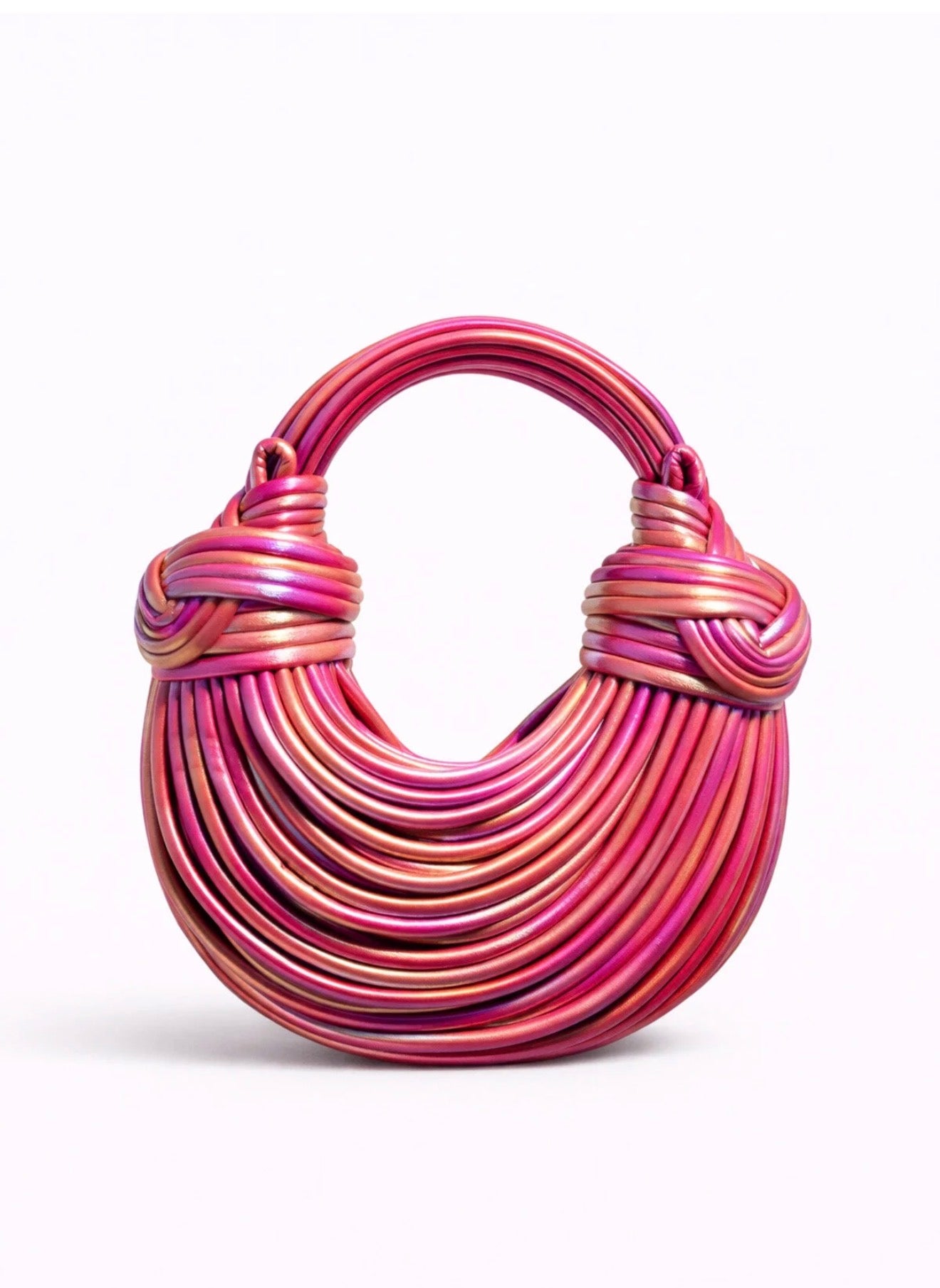 BOTTEGA VENETA Inspired Sculptural Knot Handle Bag – Metallic Pink 💖✨