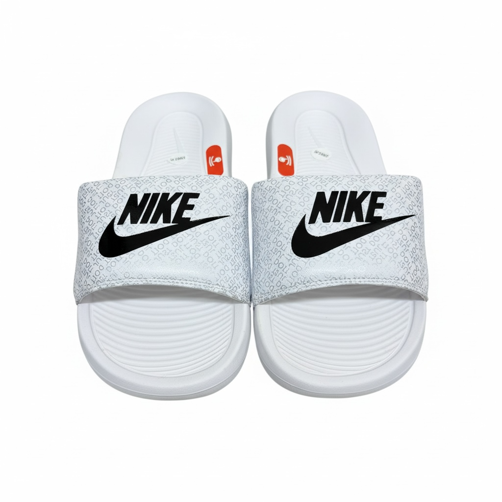 Nike White Logo Print Slides 🤍🖤 | Clean Sport Summer Essential 👟🔥