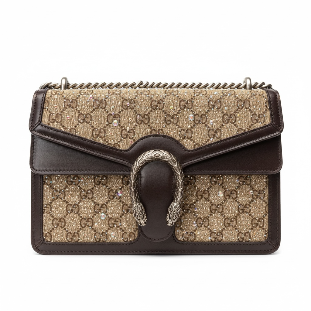 ✨👜 Gucci Dionysus GG Crystal Shoulder Bag 🐍💎