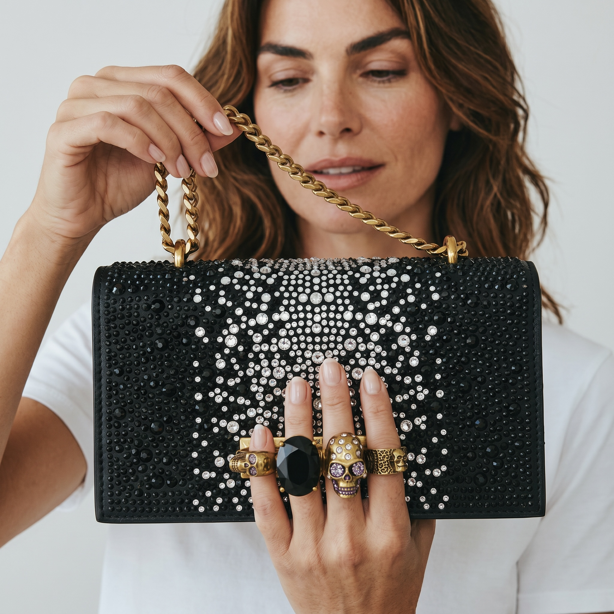 Alexander McQueen Crystal Skull Clutch 🖤✨☠️