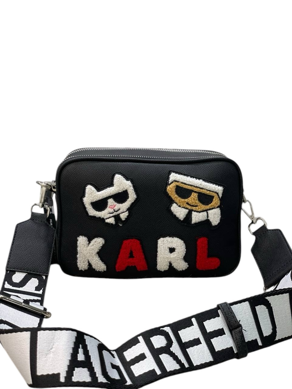 Karl Lagerfeld Crossbody Bag with Fuzzy Logo and Iconic Characters