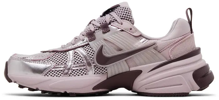Nike dusty pink metallic chunky runner sneaker with mesh upper and rubber outsole