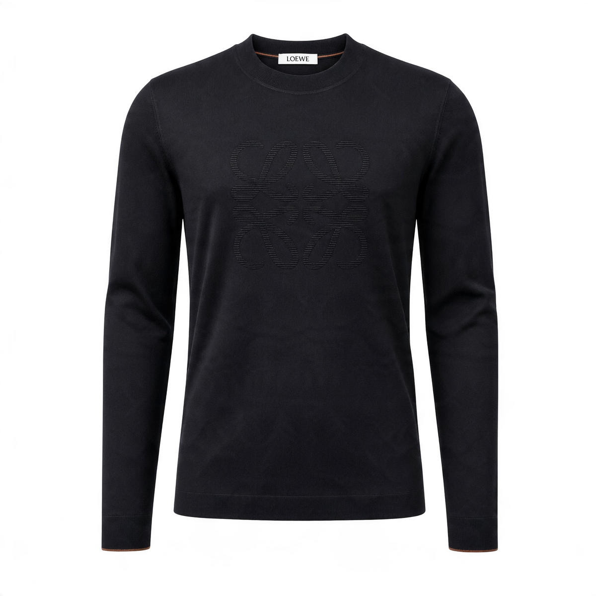 Black Loewe crewneck sweater with tonal embossed Anagram logo