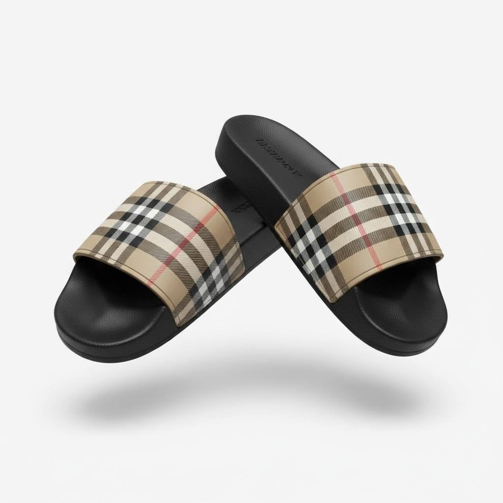 Burberry Vintage Check Slides – Beige & Black Edition 🤎🖤
