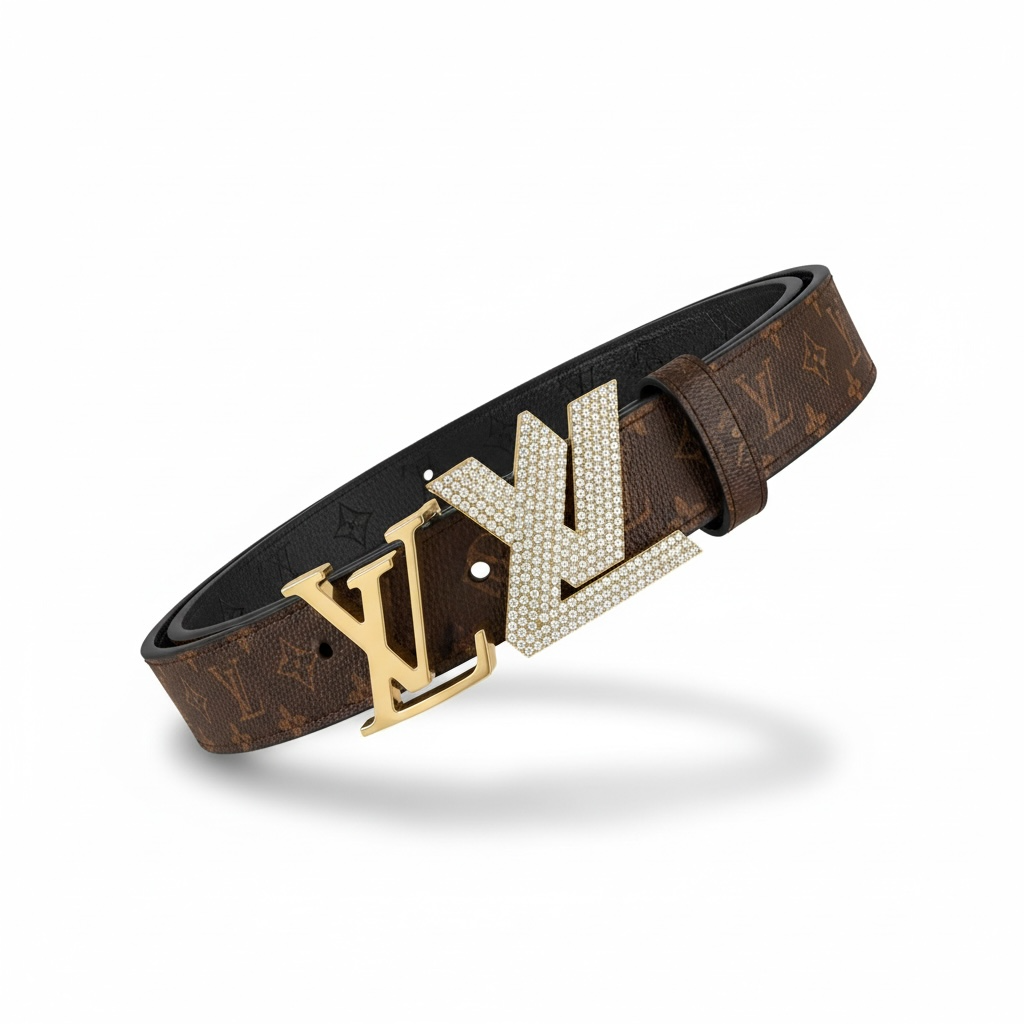 Louis Vuitton Monogram Reversible Belt (Gold & Iced LV Buckle) ✨🟤