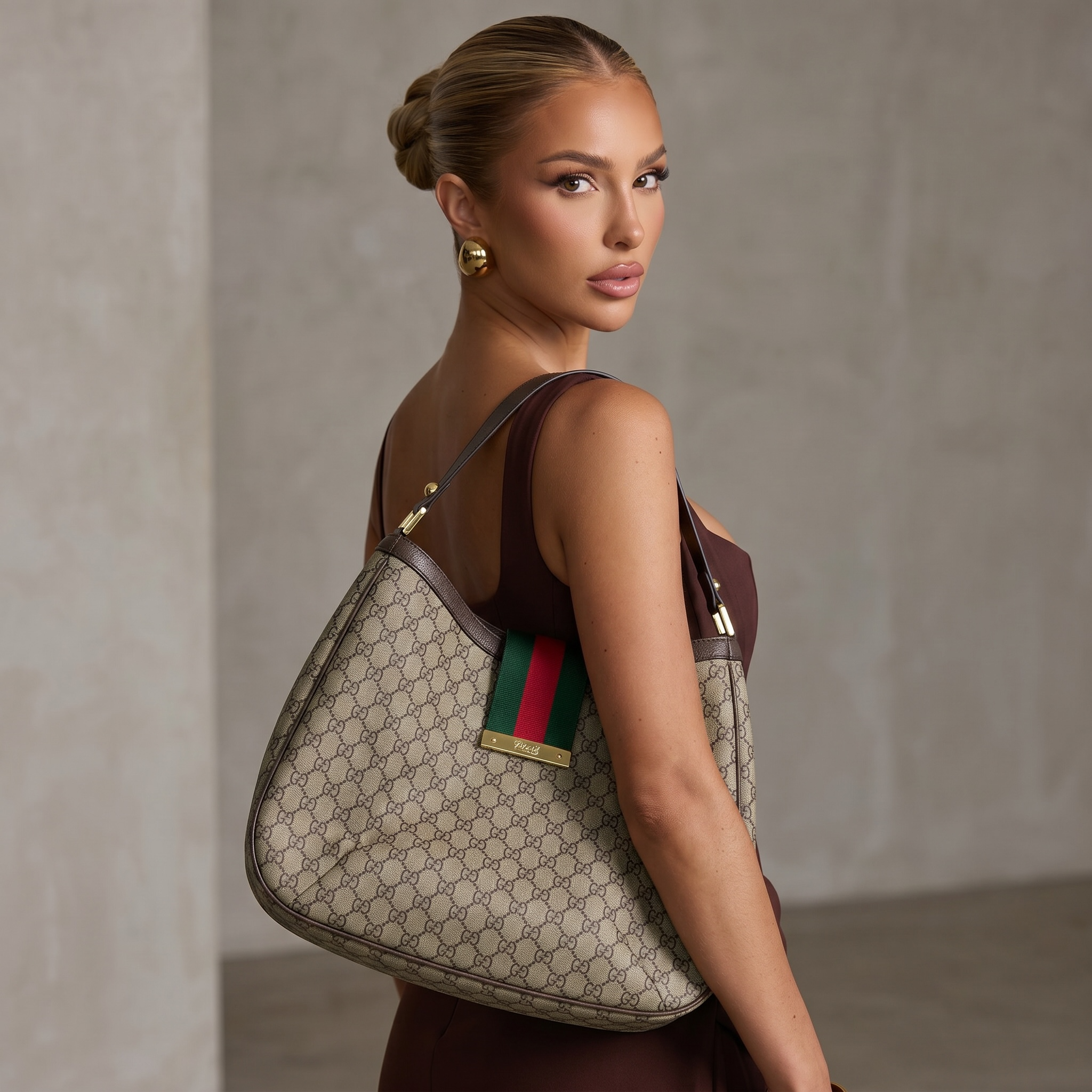 👜 Gucci Ophidia GG Supreme Hobo Shoulder Bag – Beige & Ebony 👜