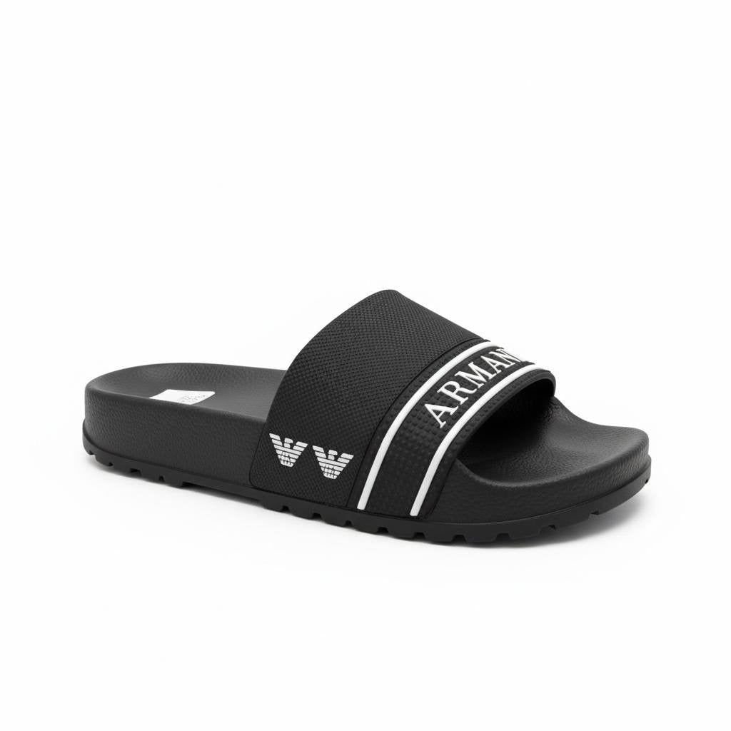 Emporio Armani Logo Slides – Black Edition ⚫✨