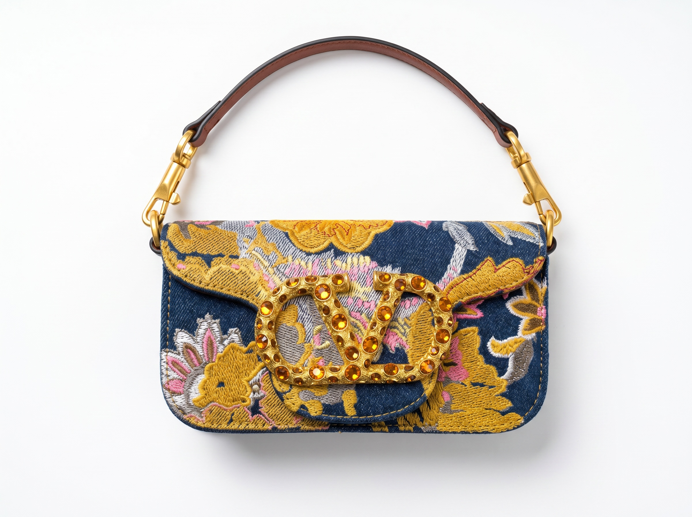 Valentino Garavani Floral Embroidered Denim Shoulder Bag 🌸✨
