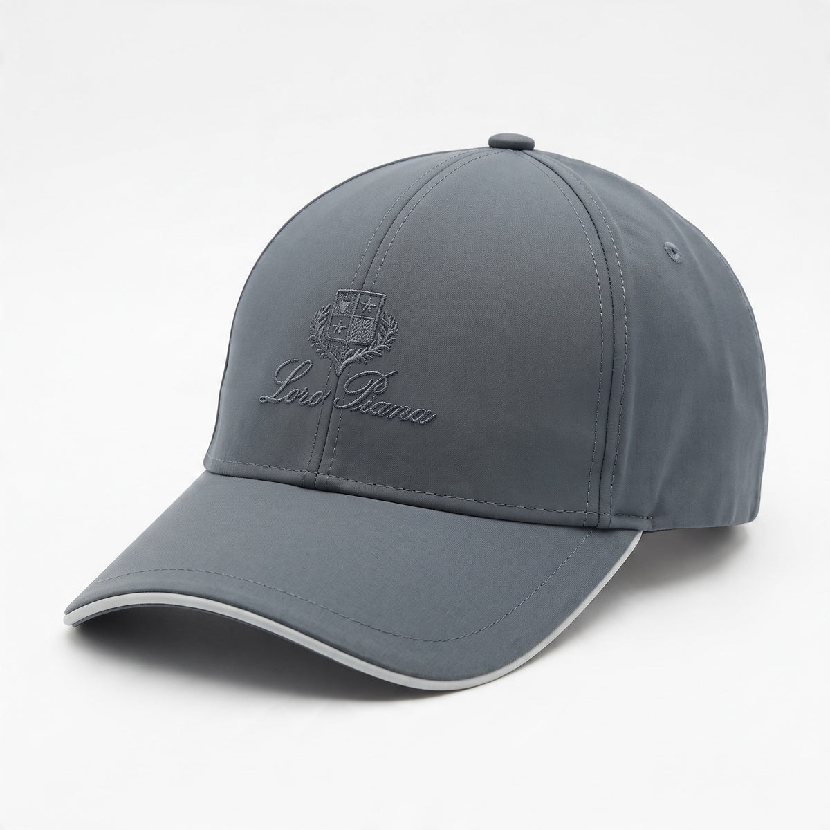 grey Loro Piana embroidered baseball cap with piping