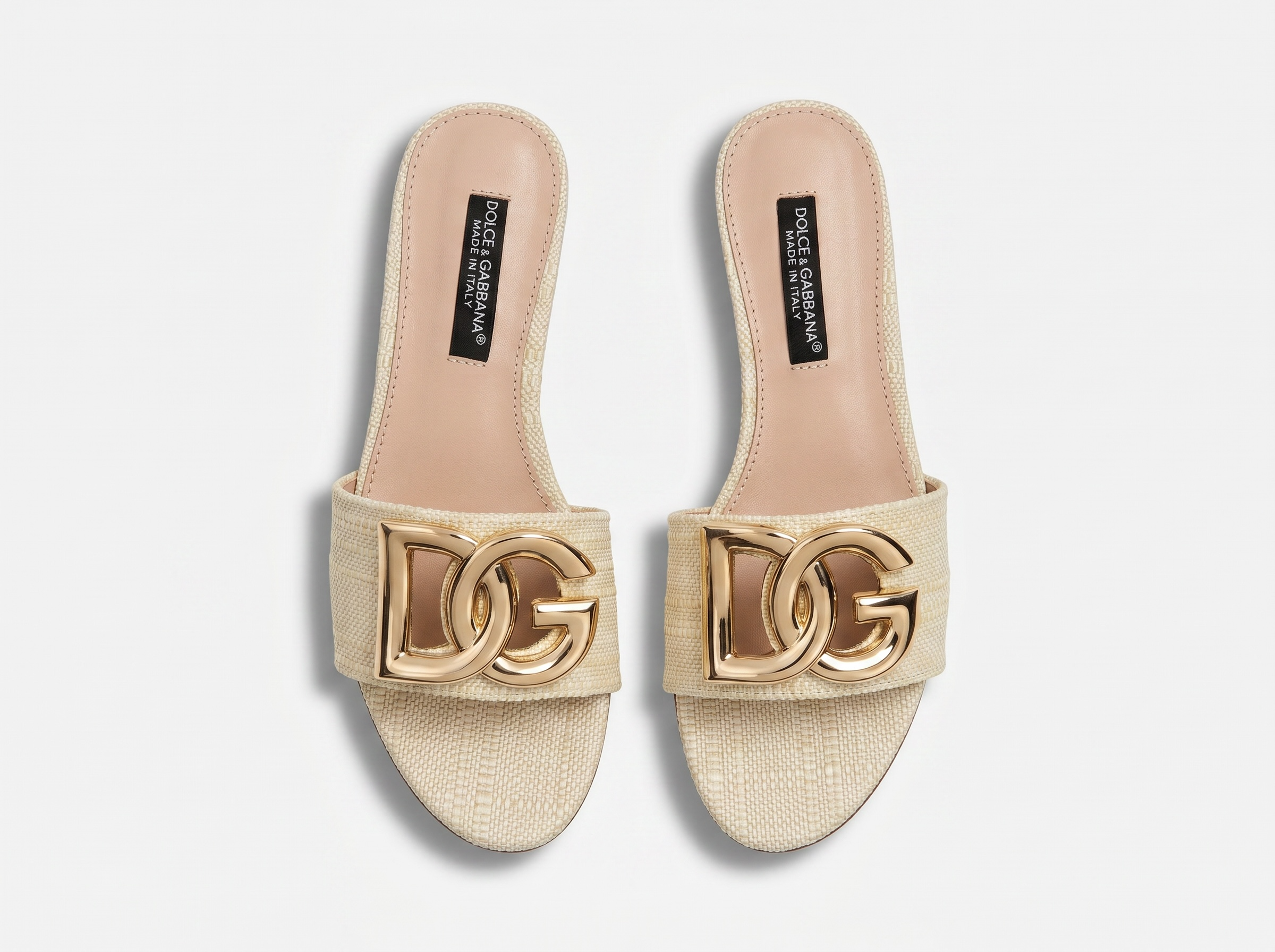 Dolce & Gabbana DG Raffia Slide Sandals – Natural Beige 🤍✨