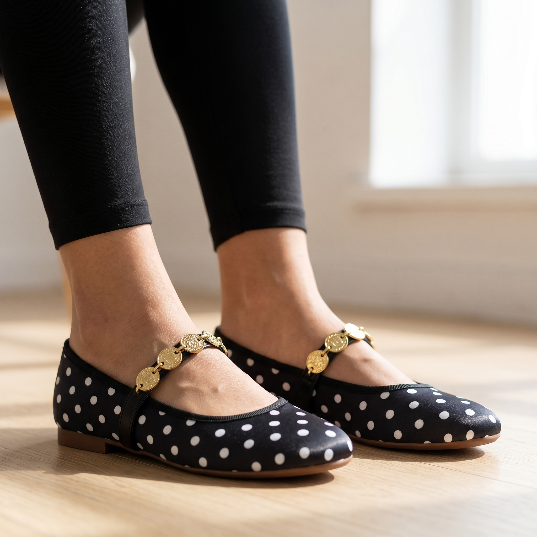 Polka Dot Mary Jane Ballet Flats ✨🖤