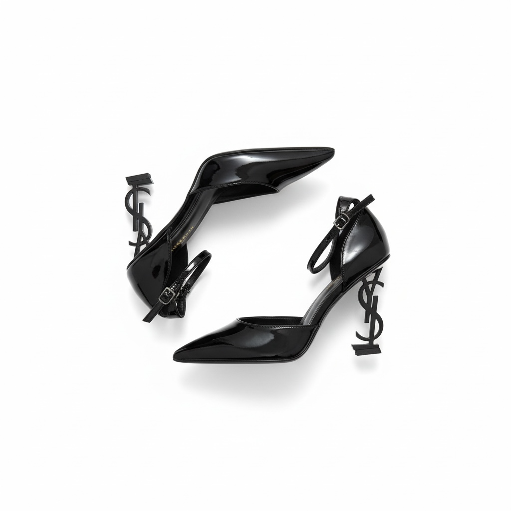Saint Laurent Opyum Black Patent Pumps with Black YSL Heel 🖤