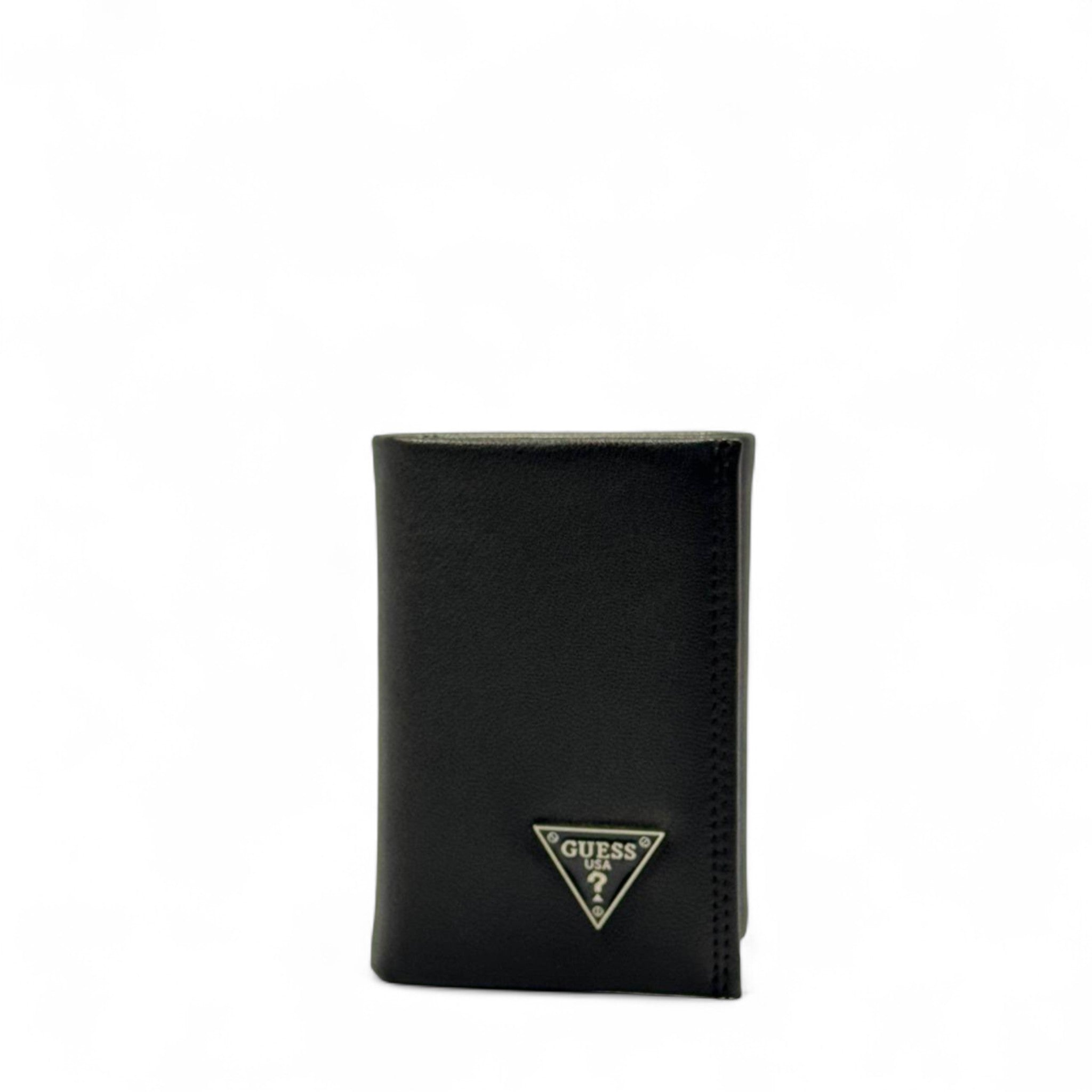 GUESS Black Trifold Wallet โ Triangle Logo Edition ๐ค๐บ