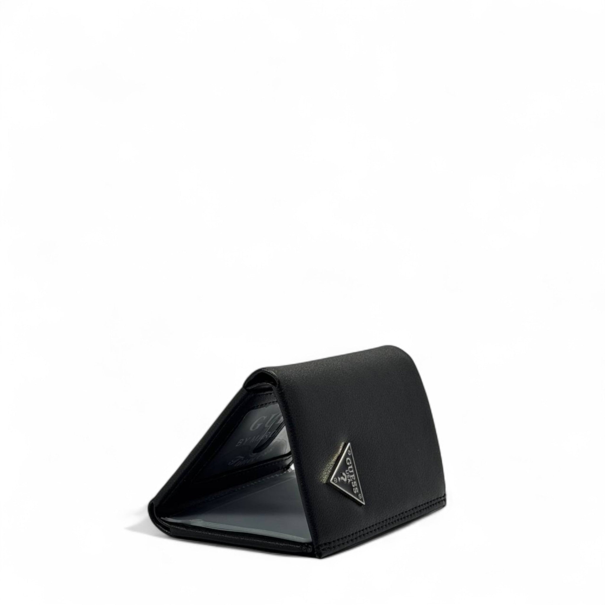 GUESS Black Trifold Wallet โ Triangle Logo Edition ๐ค๐บ