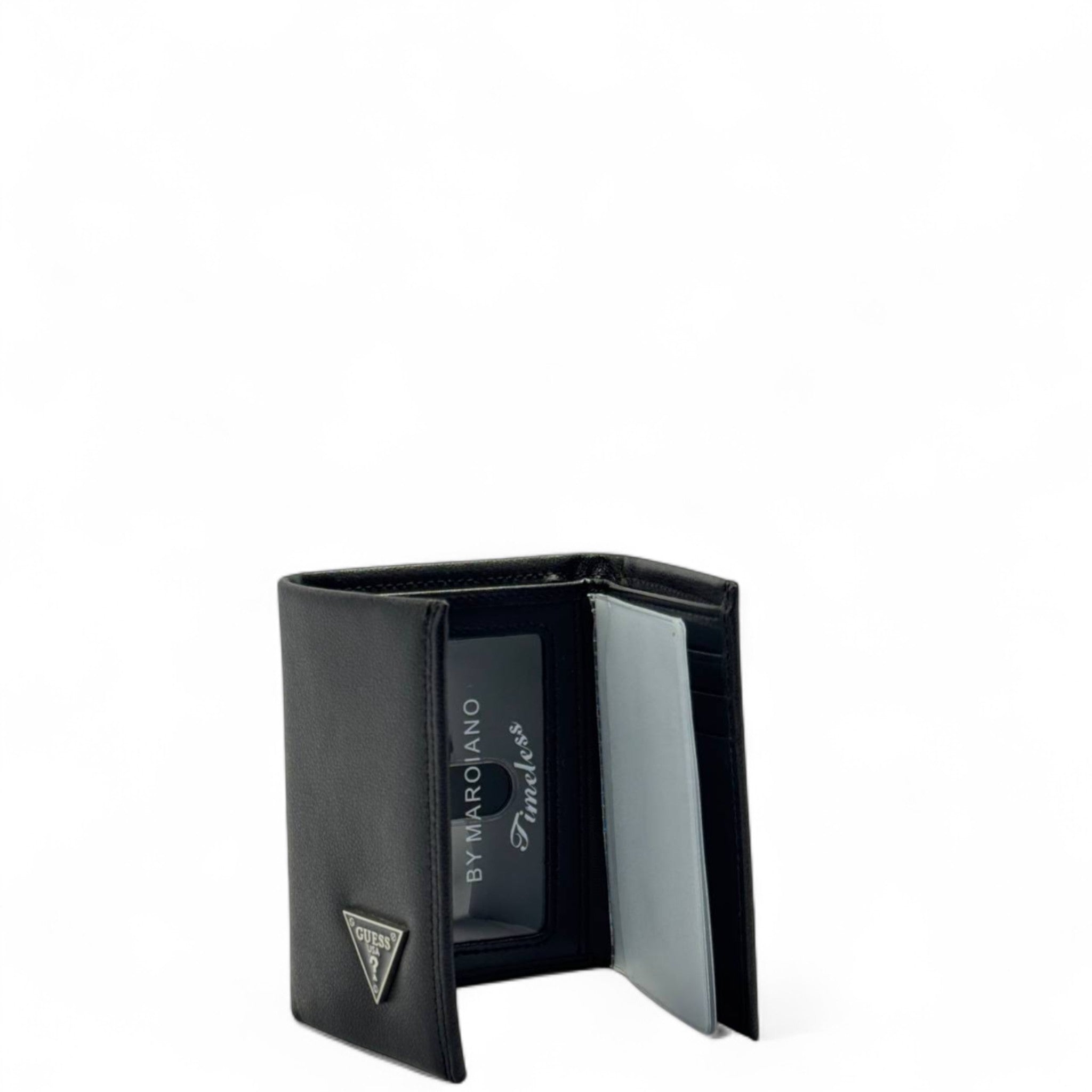 GUESS Black Trifold Wallet โ Triangle Logo Edition ๐ค๐บ
