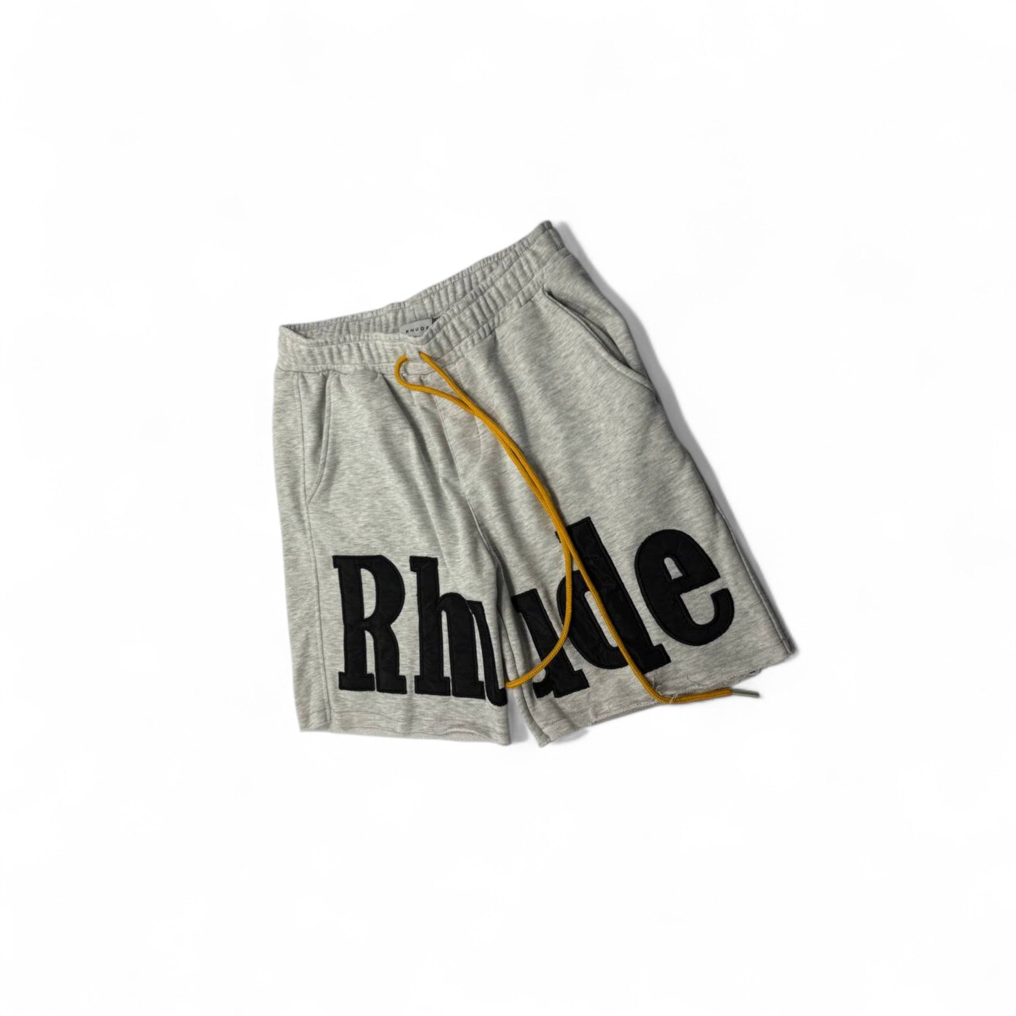 Rhude Classic Fleece Shorts – Heather Grey with Bold Logo