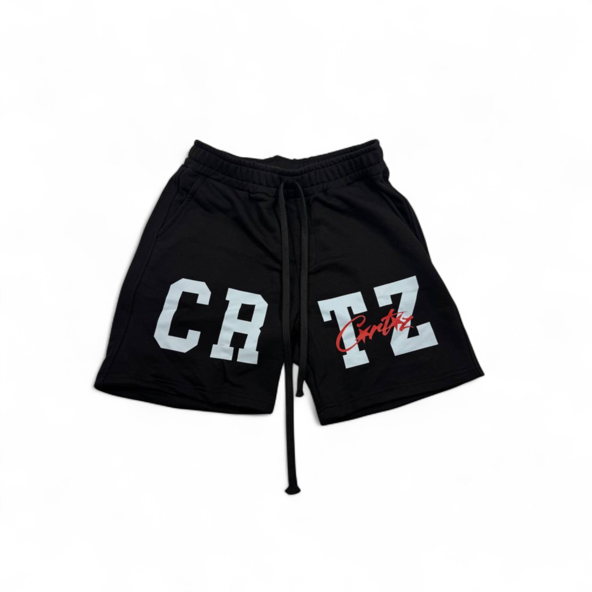 Corteiz CRTZ Logo Shorts – Black & Red Detail