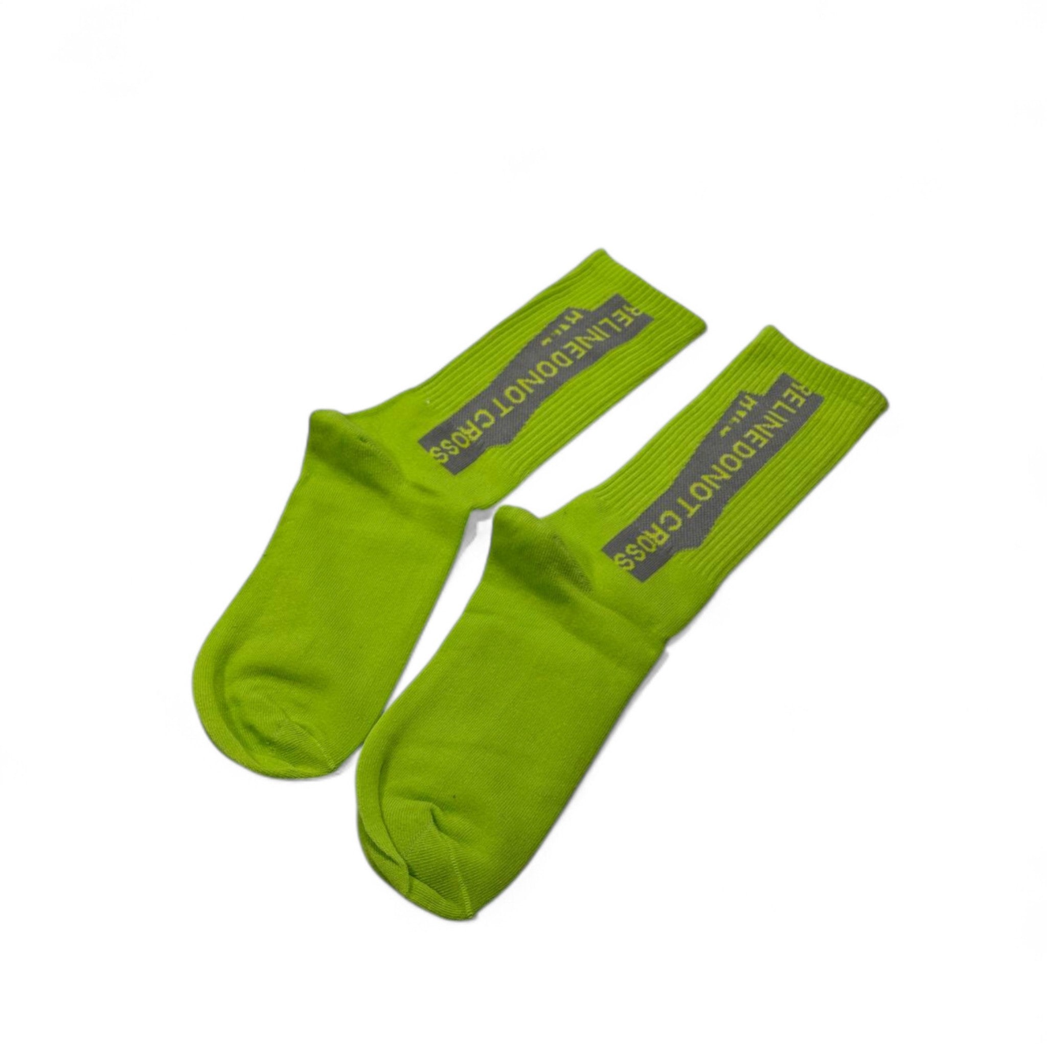 Off-White Style Arrow Logo Socks – Neon Green