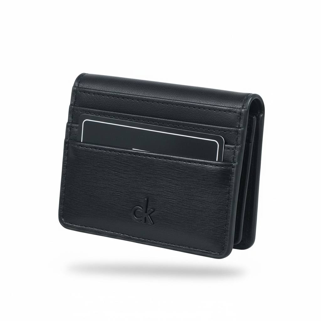 Calvin Klein CK Compact Leather Card Wallet – Black 🖤✨