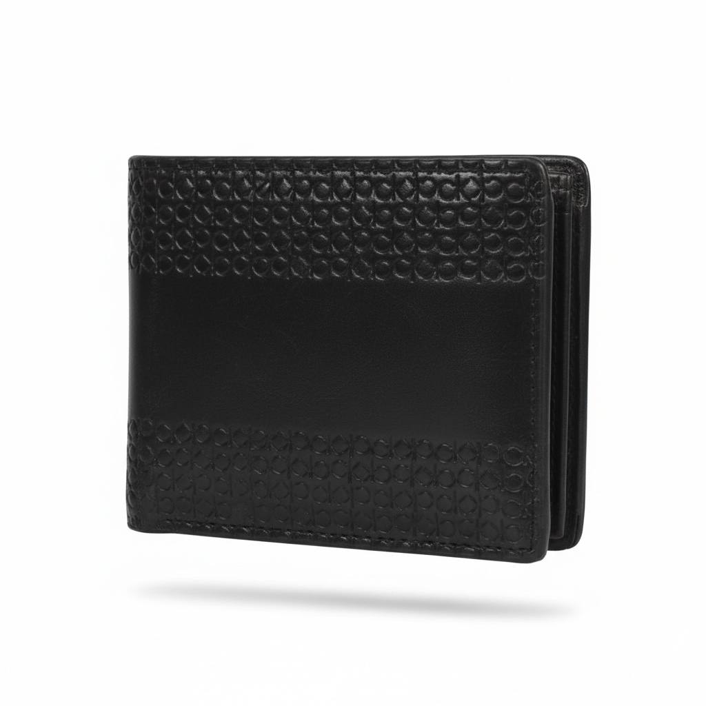 Calvin Klein Embossed Logo Leather Bifold Wallet 🖤