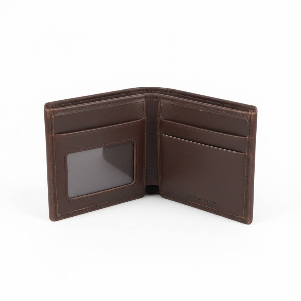Tommy Hilfiger Embossed Leather Bifold Wallet – Dark Brown 🤎✨
