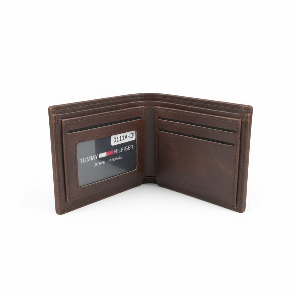 Tommy Hilfiger Classic Leather Bifold Wallet – Brown 🤎✨