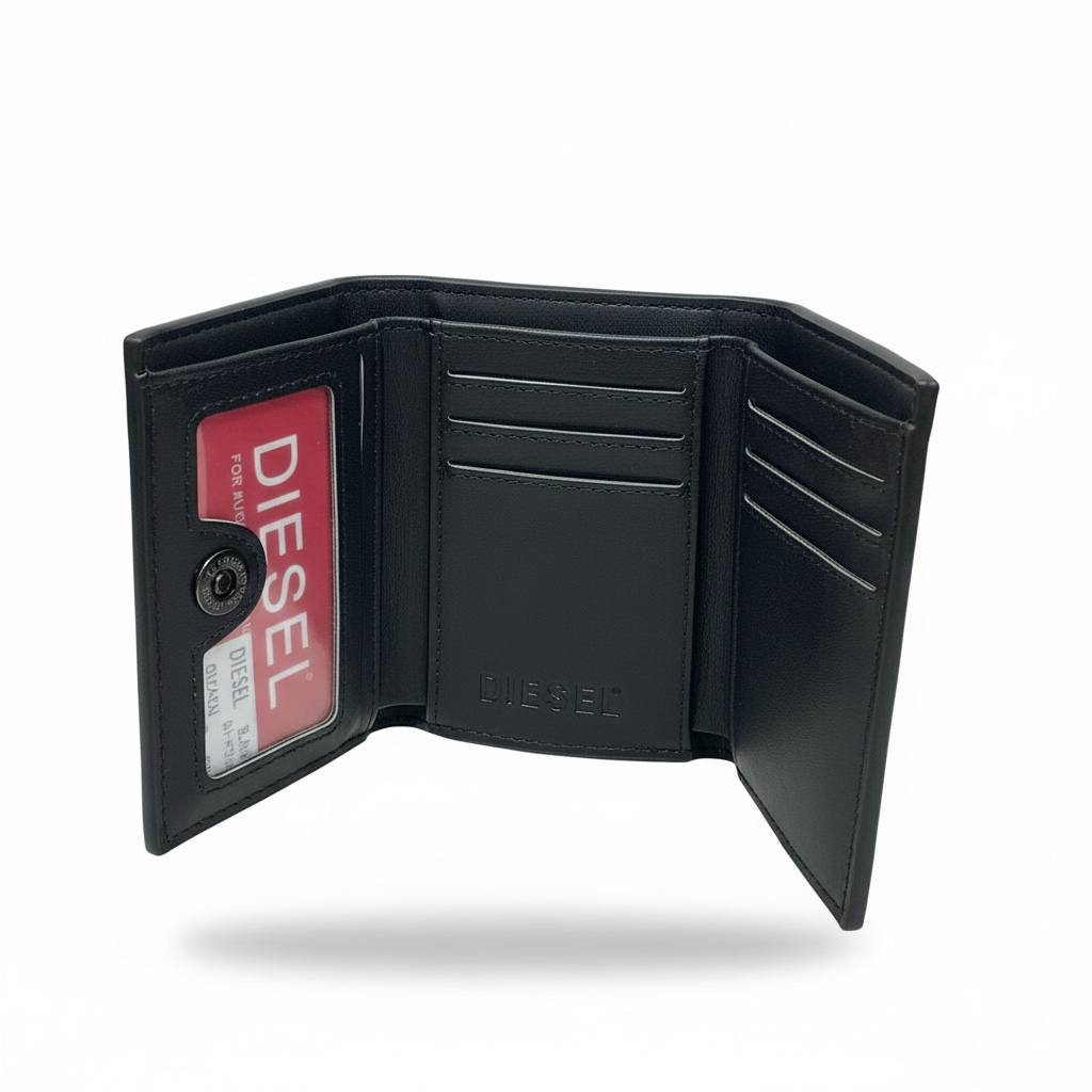 🔥🖤 DIESEL Men’s Leather Vertical Wallet – Black Power Edition 🖤🔥