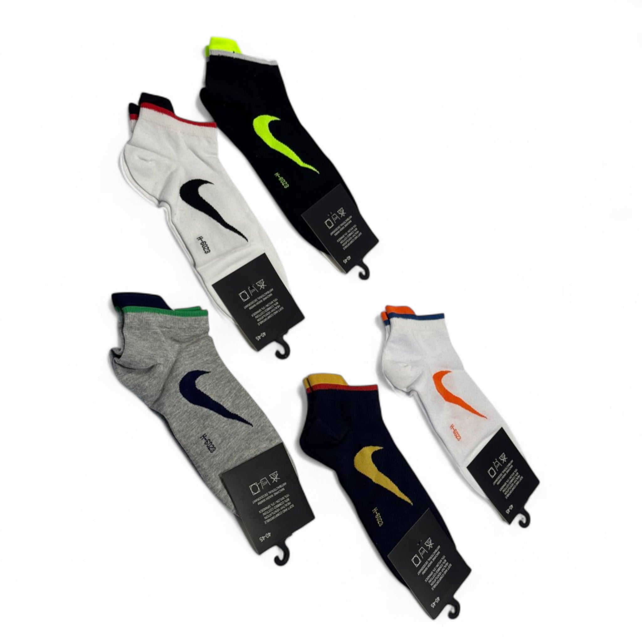 Nike-Inspired Ankle Socks 5-Pack 🏃♂️🌈 | Sporty Colors, Everyday Comfort