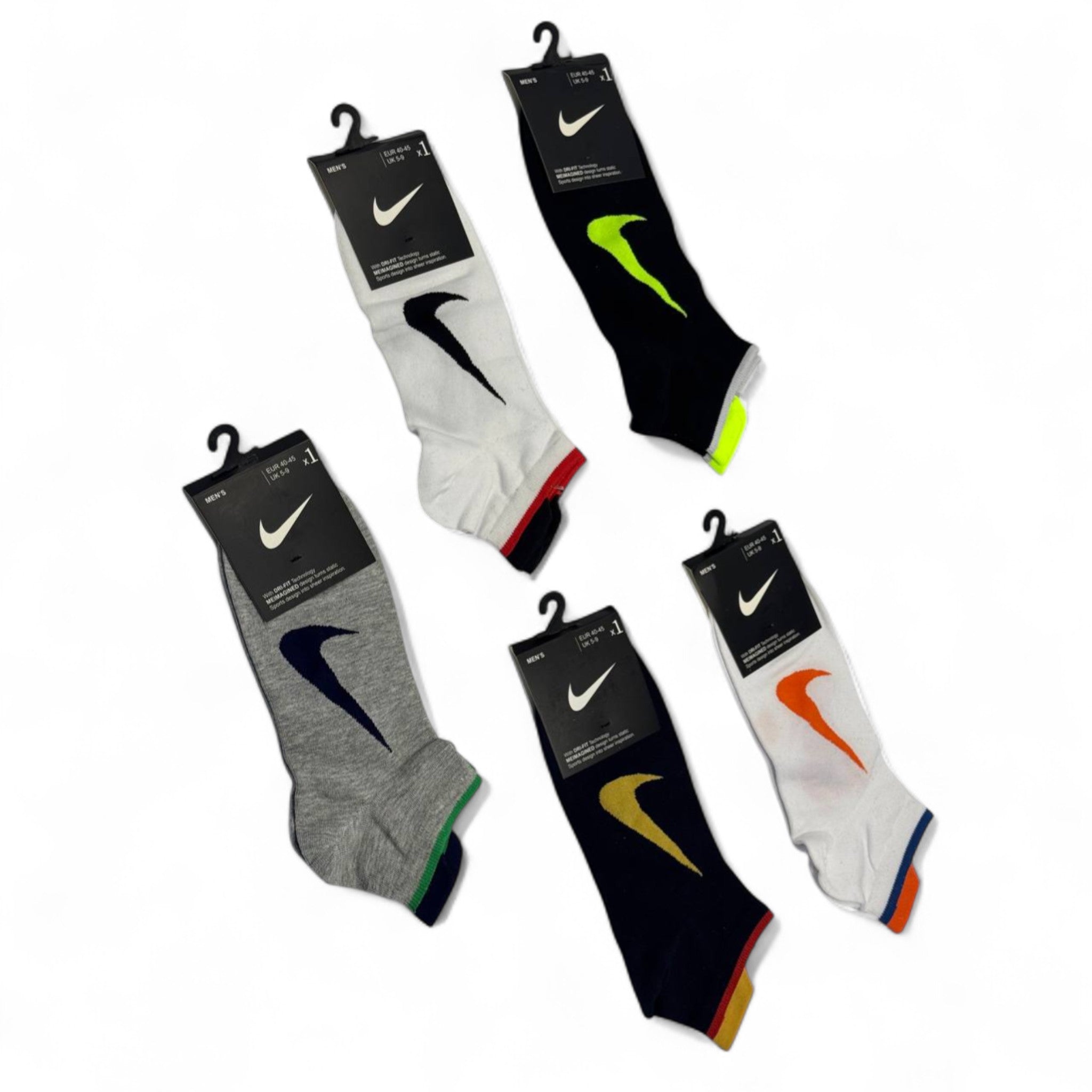 Nike-Inspired Ankle Socks 5-Pack 🏃♂️🌈 | Sporty Colors, Everyday Comfort