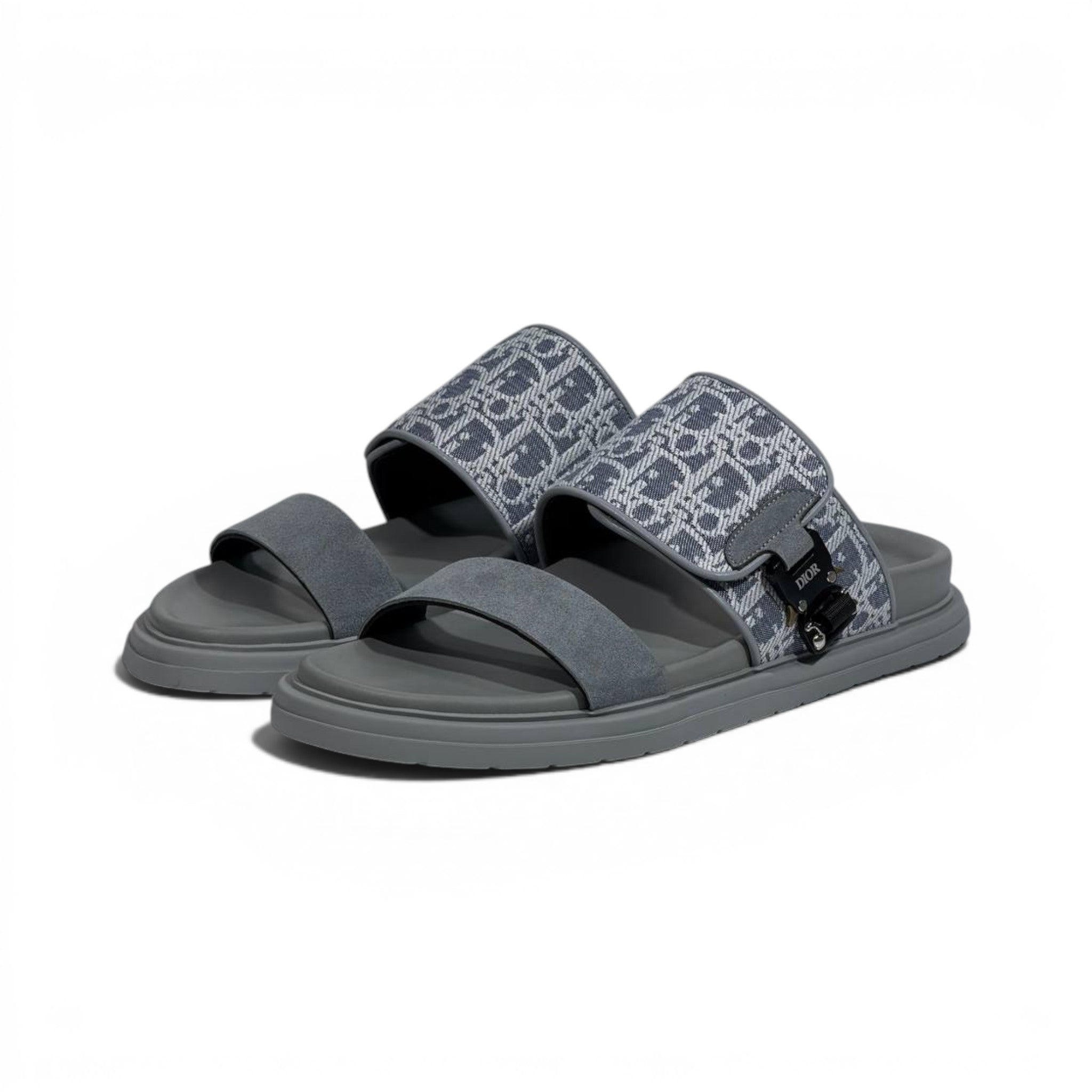Dior Oblique Grey Slide Sandals – Luxury Designer Summer Slippers ✨🩶