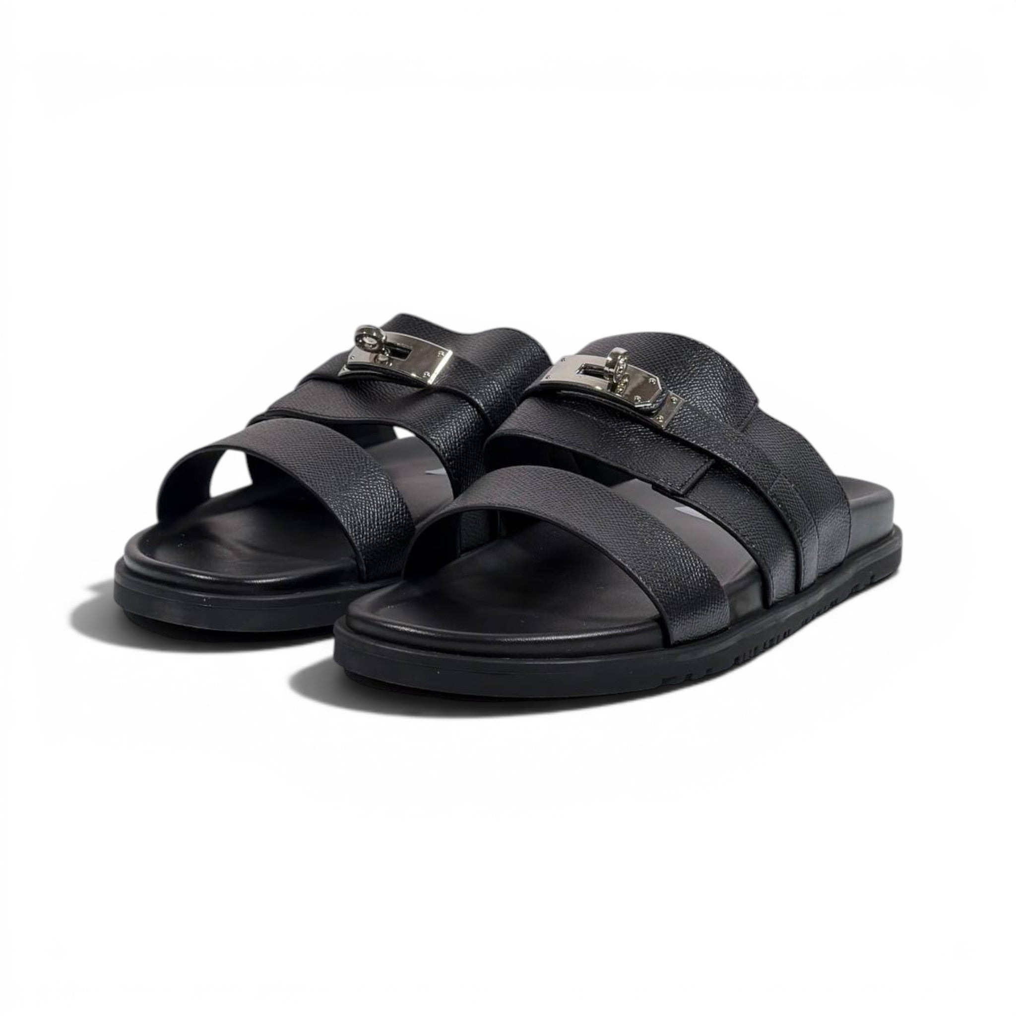 Hermès Black Luxury Slide Sandals – Premium Designer Summer Slippers 🖤✨
