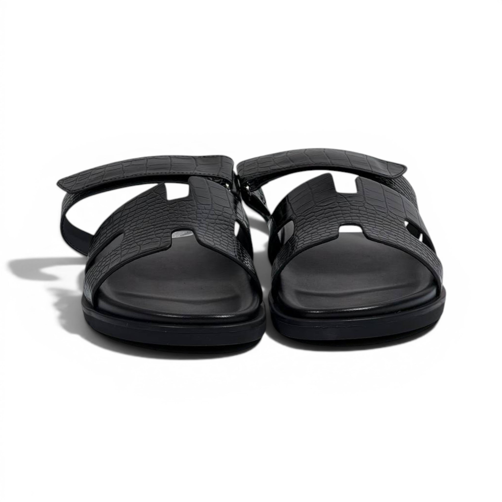 Hermès Black Crocodile Leather Slide Sandals – Luxury Designer Summer Slippers 🖤✨