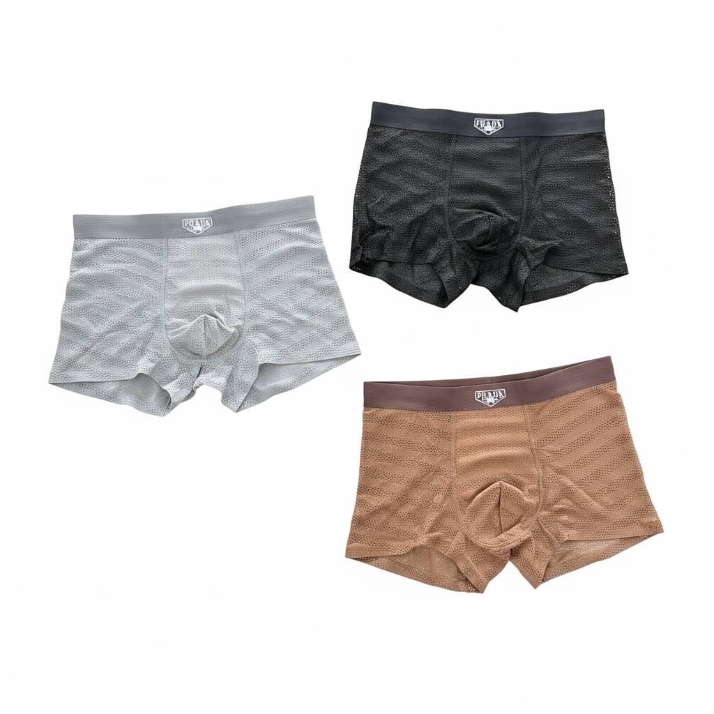 Prada Premium Mesh Boxer Briefs Set – Luxury Breathable Comfort Collection 🖤🤍🤎