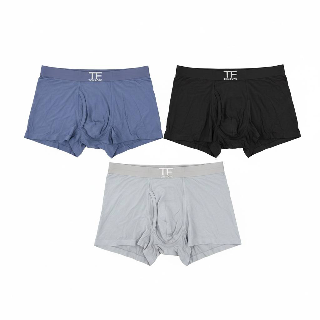 Tom Ford Premium Ice Silk Boxer Briefs Set – Luxury Everyday Essentials Collection 🖤🩶💙