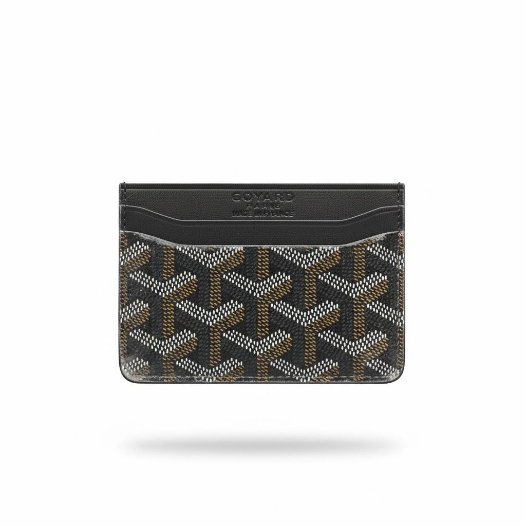 🖤✨ GOYARD Paris Classic Chevron Card Holder – Black & Brown | Made in France 🇫🇷