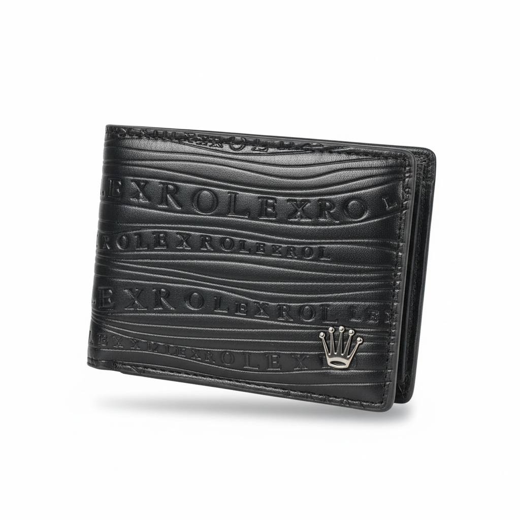 ๐ค๐ Rolex Embossed Leather Wallet โ Signature Black Edition